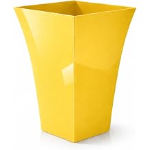CrazyGadget® Large Milano Tall Planter Square Plastic Garden Flower Plant Pot Gloss Finish - for Indoor and Ourdoor (Yellow, 1)