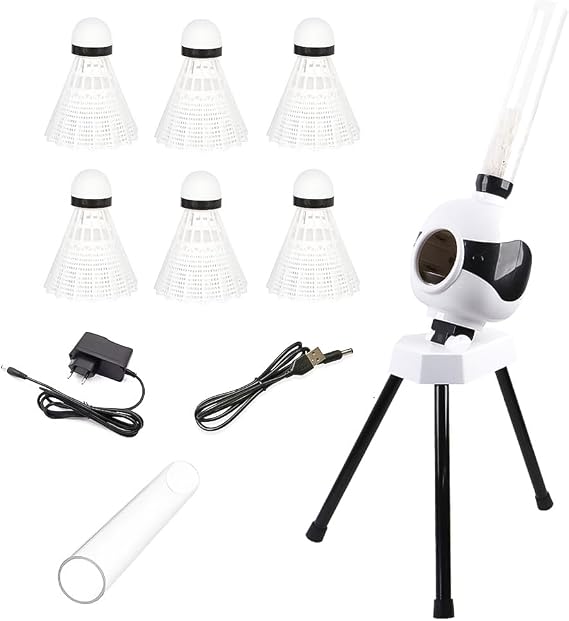 Automatic Badminton Serving Machine, Badminton Training Machine, Portable Badminton Shuttlecock Launcher, 15 Ball Capacity for Indoor and Outdoor Training Competitions with 6 Shuttlecocks