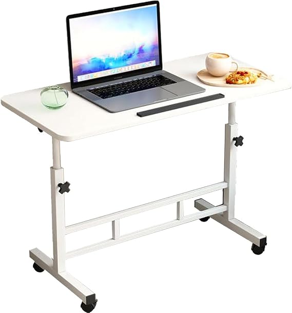 Aptliton Standing Desk Height Adjustable Mobile Stand Up Desk with Wheels Portable Overbed Laptop Table Small Computer Desks Rolling Desks for Sofa Bedroom Home Office