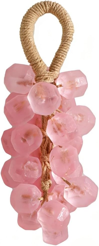 Grape Bunch Shaped Soap with Peach Scent, Gem Shape, Brown Cotton String, 3.88 oz (110g) - 3-in-1 Body, Hand, and Face Cleanser for Soft, Smooth Skin