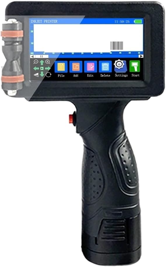 Wide Coding Applications E16 0.5/1 Inch 600DPI Handheld Inkjet Printer Text QR Barcode Batch Number Logo Label Printing Machine Lightweight and Convenient(25.4mm without ink)