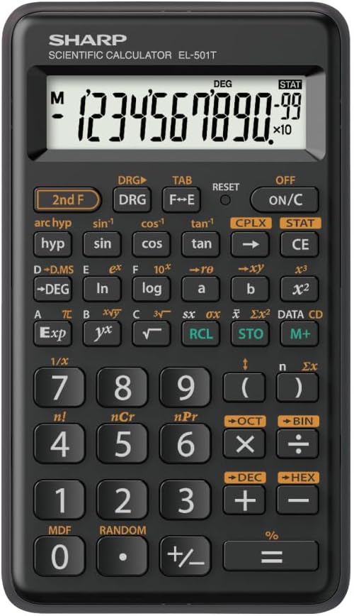Sharp Function Calculator, Simple & Compact, 73 Functions, Entry-Level Model, Pythagoras EL-501T-X