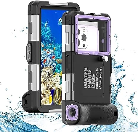 ShellBox Case Diving Case 2nd Gen Compatible with iPhone/Samsung Galaxy Series, Universal Phones 4.9-6.9 Inch,Snorkeling 15m/50ft Full Body Heavy Duty Protector,Black-Purple