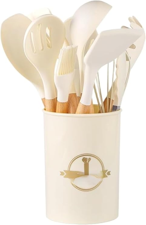 Kitchen Tools Set, Cookware, 12-piece Set, Living Alone, Kitchen Utensils, New House Gift, Mother's Day Gift, Heat Resistant, Durable, Wooden Handle, Suitable for Japanese, Western and Chinese Cuisine
