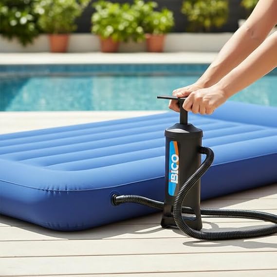 Plastik Hava Pompası, 3 Uçlu, 0.9L, 12 İnç, 110cm Hortum, Havuz ve Şişme Yatak için