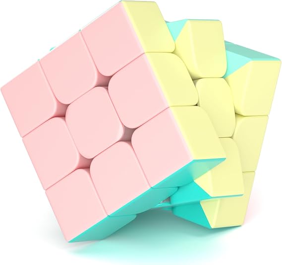 ROXENDA Speed Cube-3x3x3 Stickerless Magic Cube Macaron Vivid Color Fast Cubing for Classroom Training Puzzle Toy Cube for Kids Adult as Gift