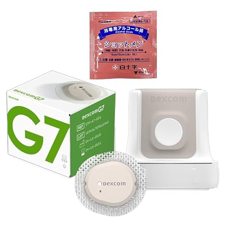 国内正規品/特典付きDexcom G7 CGMシステムセンサー パッチ 1個 特典のアルコール綿 1包付き デクスコムg7センサー STP-GT-016 アプリケーターセット Dexcomg7 24.1mm長さ x 27.4mm幅 x 4.7mm 厚さ）