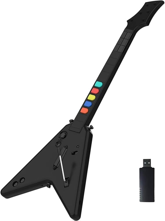 NBCP Wireless Controller for PC & PS3, Guitar for P4 Guitar Hero - Straps & Dongle Included
