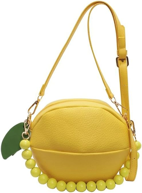 Lemon Peach Fruit Shaped Round Cute Crossbody Bags for Women Pu Leather Satchel Clutch Purse Novelty Shoulder Bag 2026