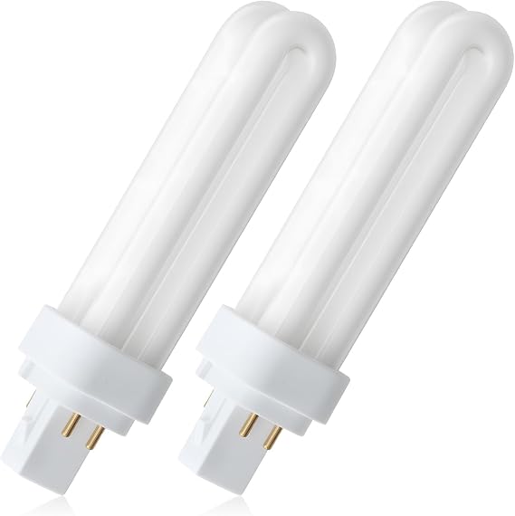 2pcs 18W G24q-2 Compact Fluorescent Light Bulb, 4-Pin Neutral Light 4000K [Energy Class E]