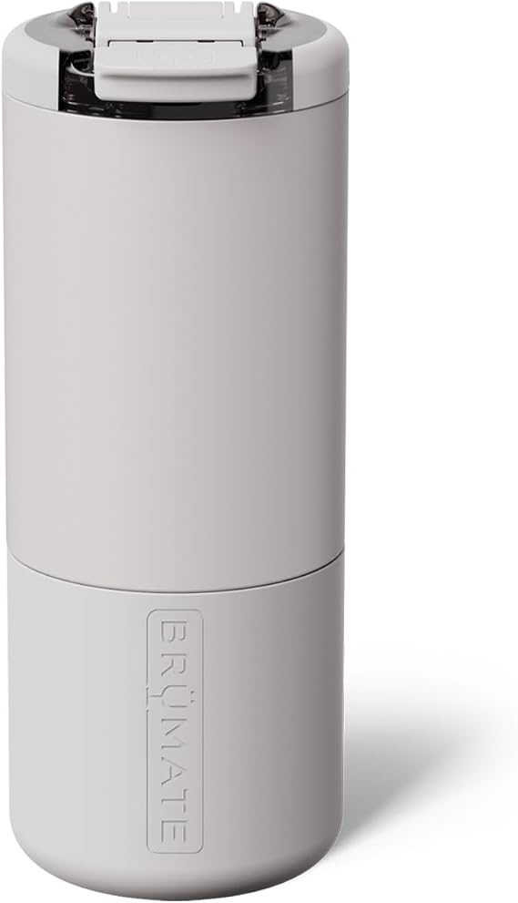BrüMate Strova 18oz 100% Leakproof Insulated Coffee Mug | Ceramic-Lined Interior | Built-In Silicone Sleeve for Travel | Locking Flip Lid (Dune)