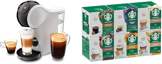 NESCAFÉ DOLCE GUSTO Genio S Automatic Coffee Machine White Starter Kit, Including 6 boxes of STARBUCKS Mixed Cup Coffee Pods