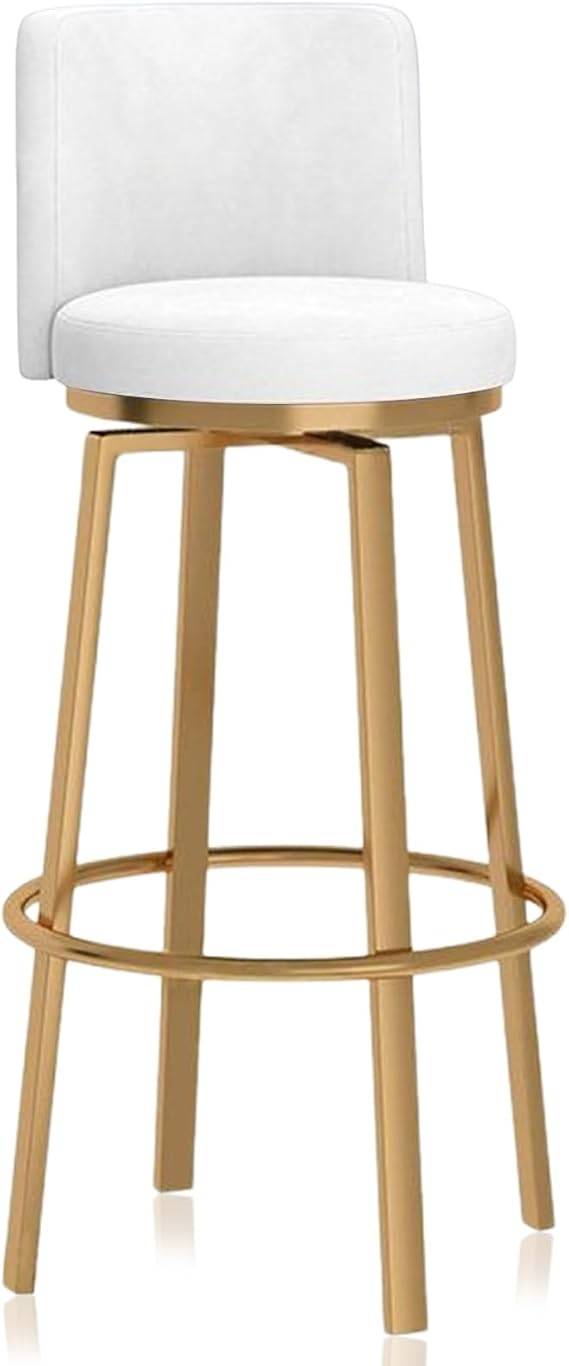 Luxury Barstool Bar Stools Set of 1/2/3/4, Swivel Bar Height Stools with Back and Metal Legs, Tall Counter Chairs, Modern Upholstered Seat for Kitchen Island Dining Room(1 PCS,65cm(25.6in))