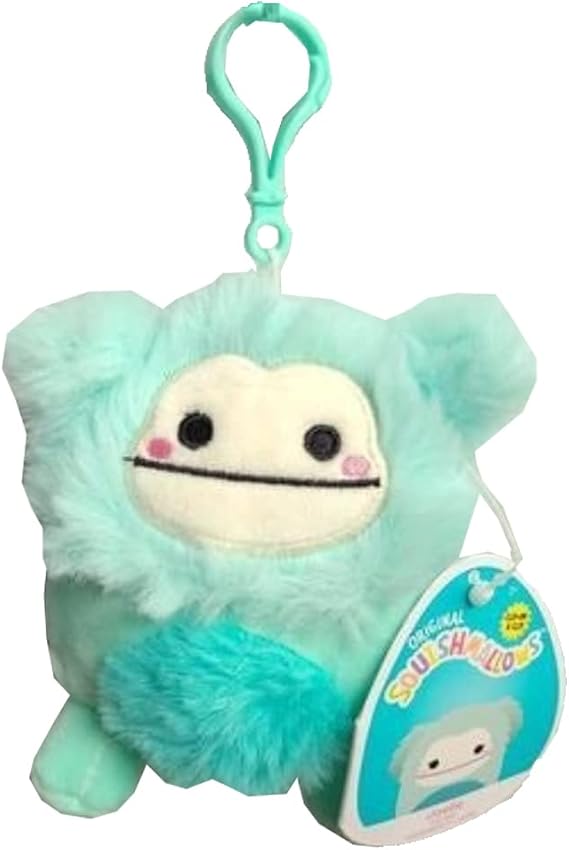 Squishmallows 公式ケリートイ3.5インチ クリップオンバッグ キーチェーン バックパック クリップ スクイージー ソフト プラッシュ おもちゃ 動物 ジョエル ビッグフット