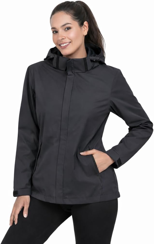 Blu Apparel Ladies Waterproof Jacket Womens Rain Coat Rain Jackets for Women Windproof Breathable Mesh Lined