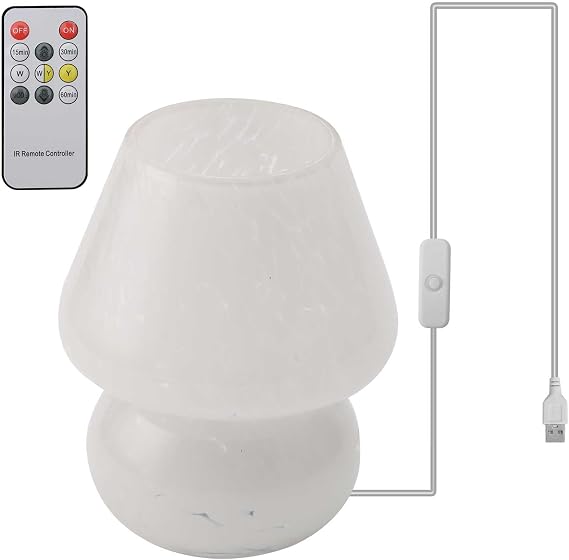 Bedside Nightlight Mushroom Table Lamps Night Lights Bedside Nightstand Lamp Small Glass Desk Lamps 3 Colors Mini Modern Lamp for Bedroom Kitchen Living Room Unique Aesthetic Home Decor