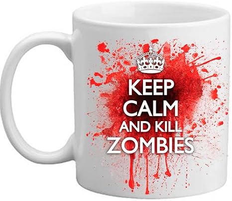 Keep Calm and Kill Zombies Novelty Blood Spatter Bloody Present Gift Mug