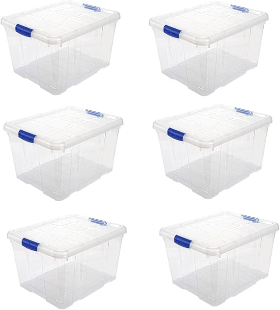 Acan Tradineur – Pack of 6 Storage Boxes – Made of Plastic – Storage Container for Books, Clothes, Blankets – No. 2 – 10 x 41.5 x 35 cm – 25 L