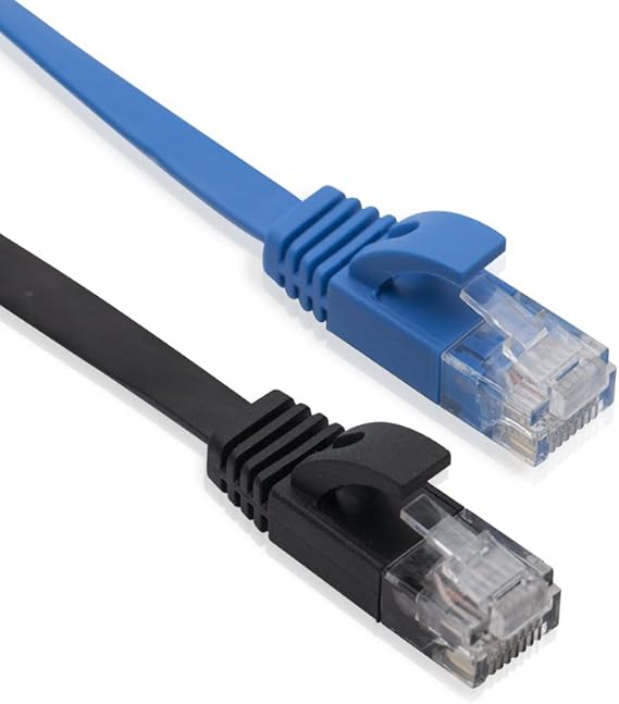 Cat6 Ethernet Super Slim Network Patch cable - 2 Pack - RJ45 Connector Lead - Flat Broadband Cable for LAN 250MHz 1000Mbps - Ideal for Internet, Router, Modem, TV, PC & Laptop - 7.5m