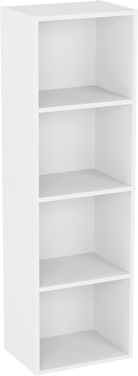 Vida Designs Oxford 4 Tier Cube Bookcase, White Wooden Shelving Display Storage Unit Office Living Room Furniture