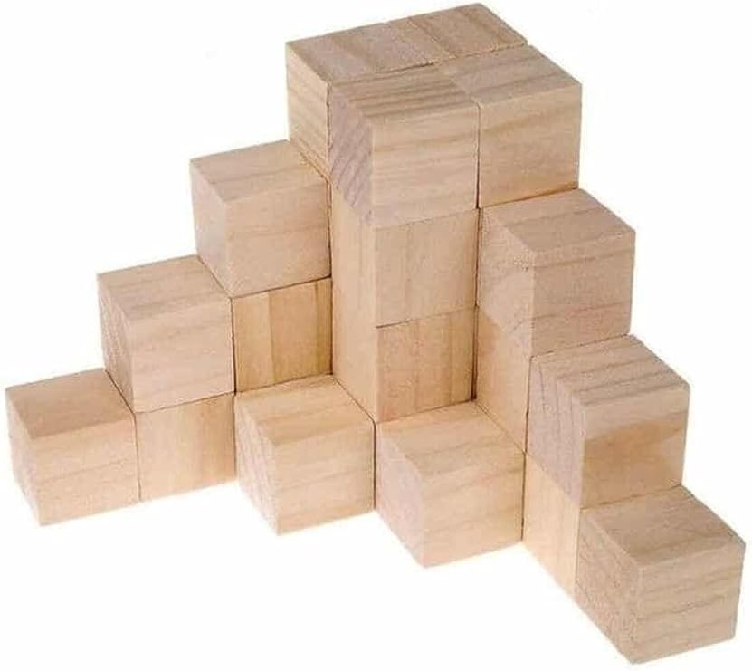 turanahşap(168) GOart Store Ahşap Küp Bloklar 4 Cm - 10 Adet - Doğal Ahşap Küp doğalahşap