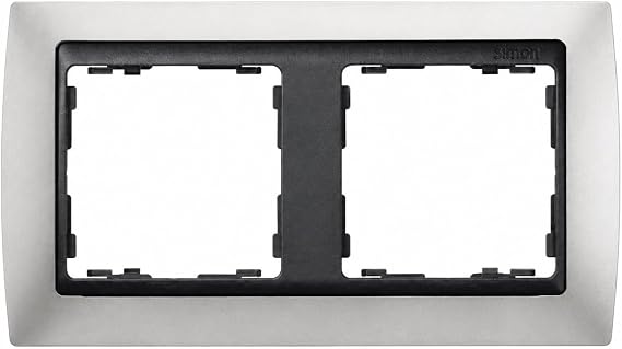 CABLEPELADO Compact frame for 2 Simon 82 elements | 2-element frame and racks | ‎82824-33 | Suitable for surface and recessed | Dimensions: 158x89 mm | Matt aluminium colour
