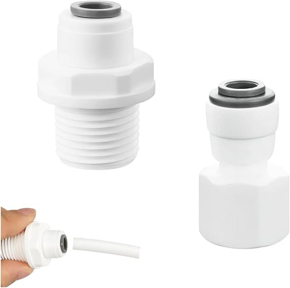 Water Filter Quick Connectors,2 Straight Adapter 1/4" to 3/8" Female/Male Thread,Water Straight Pipe Connector,Threaded Conversion Accessories for Purifiers and Reverse Osmosis Systems