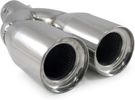 Double Dual Twin Exhaust Tip Trim Car End Pipe Tail Sport Muffler Stainless Steel Chrome Universal