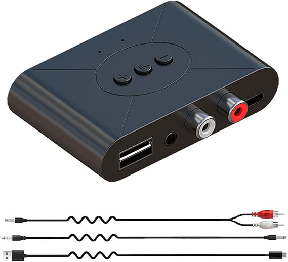 Bluetooth 5.3 Audio Receiver Wireless RCA Bluetooth Adapter for Stereo Wireless Audio Receiver//USB Flash Drive/NFC One-Touch Connection for Car Speakers and Headphones