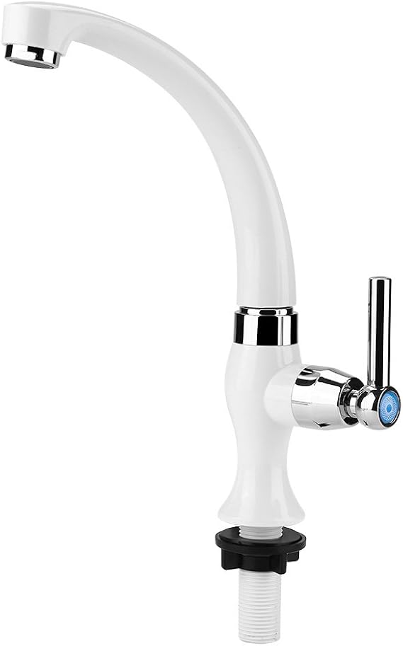 Kitchen Tap, Cold Water Only, High Arc Single Lever White Sink Faucet