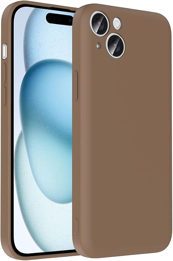 Zore Apple ile uyumlu iPhone 15 Kılıf Kamera Korumalı Kartlık Hazneli Zore Vitra Kapak Kahverengi
