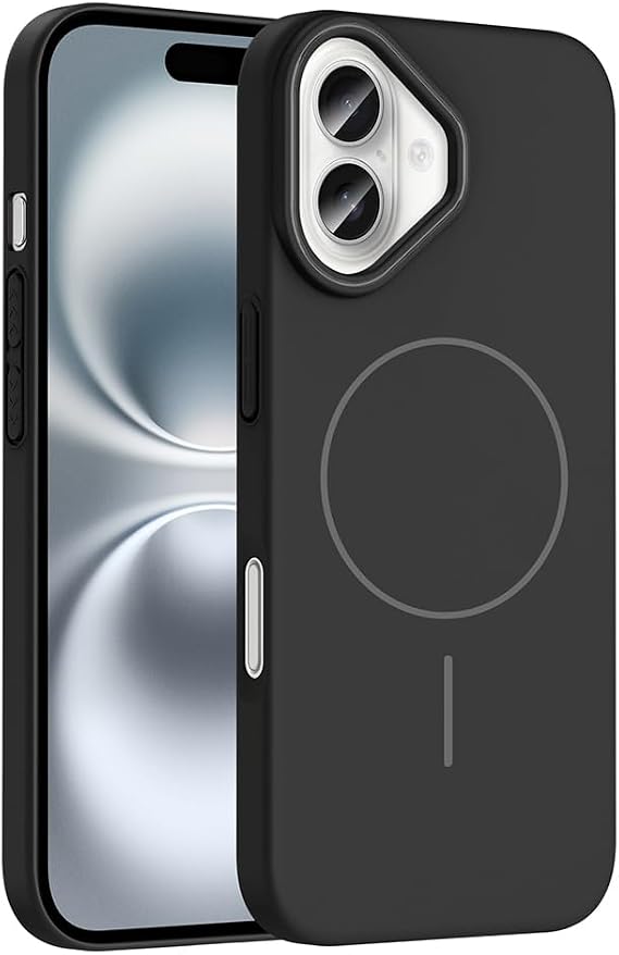 Spia Apple iPhone 16 Plus ile Uyumlu Kılıf Siyah Yuby Kablosuz Şarj Özellikli Sert Kapak (Apple iPhone 16 Plus ile Uyumlu, Siyah)