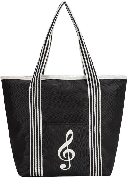 KingPoint Music Tote Bag Music Theme Handbag Shoulder Shopping Bag Reusable Multipurpose Musical Note Bag for Music Lovers Gifts