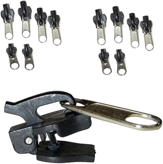 12Pcs Black Fix Zip Puller, Zip Repair Set, Zip Slider Repair Instant Kit, Instant Zipper Set, Fix Zipper Removable Rescue Replacement Pack for Coats Jacket, Luggage, Backpacks