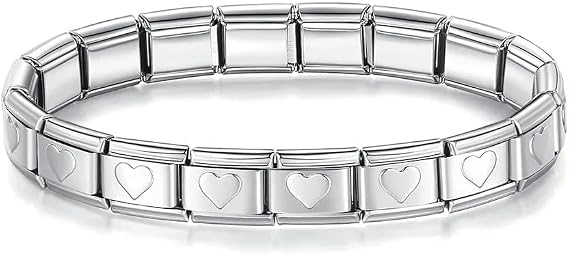 Mon & Sons 9mm Silver Gold Rose Cross Heart Paw Dolphin Horse Ying Yang Link Starter Bracelet Italian Stainless Steel Compatible With Modular Charm