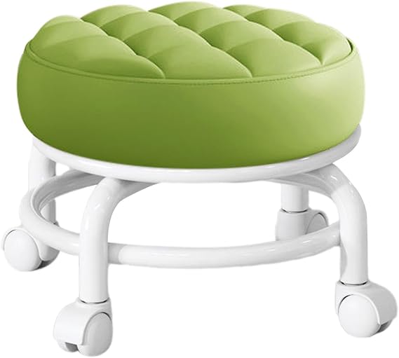 360° Round Rolling Stool With Universal Caster Wheels - Pedicure Seat Chair for Home Offices, Garage, Shop, Fitness, Sport
