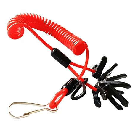Universal Boat Engine Kill Switch Lanyard,Emergency Stop Tether with 7 Keys (Waterproof Safety Cord for Outboard Motors & Jet Skis)