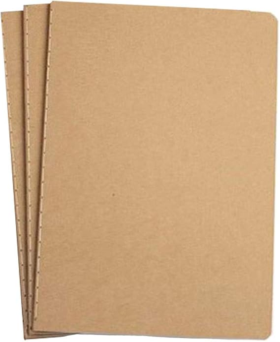 TSKDKIT 3 Pcs A4 Sketch Notebooks Blank Sketch Books Brown Kraft Cover Starter Sketchbook 80GSM Paper Sketch Pad for Travelers Journal