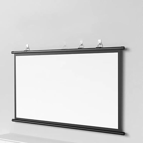 Projection Screen 30/40/50/60/72 Inch Wall Mounted Screen Manual Hanging Projector Screen 16:9 4K Hanging Wall Mounted Roll Manual Projection Screen Home Theater Installation Easy Teaching Supplies