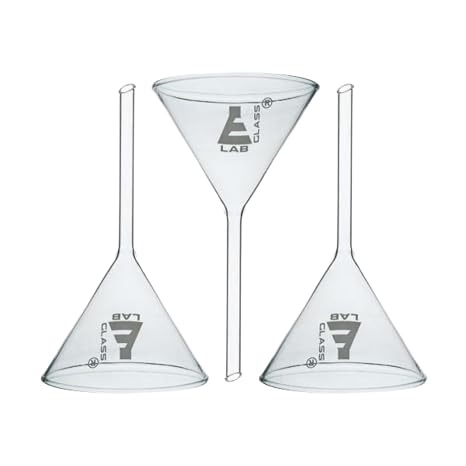 75mm Lab Glass Funnel | Borosilicate 3.3 Glass | Laboratory Short Stem Filter Funnel | Heat and Shock Proof | Size 75mm