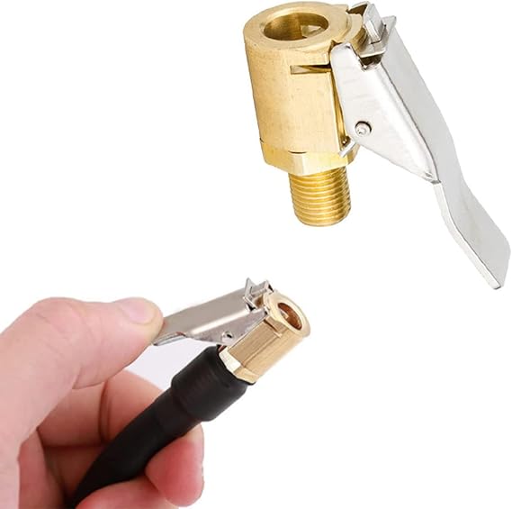 Gunwon 1Pcs Brass Tyre Valve Air Pump Clip,Air Chuck Tire Inflator Compressor Pump Connect Locking Tire Inflator Air Chuck Adapter,Car Universal Tyre Tire Inflator Valve Connector for Car Truck 8mm