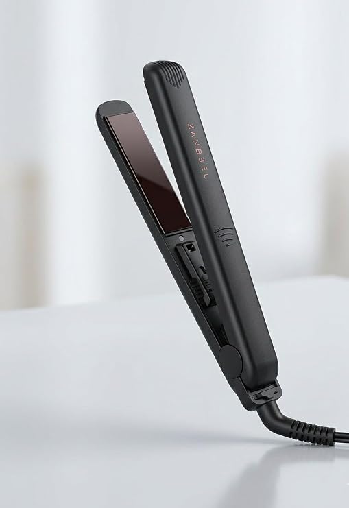 Mini Hair Straightener, Ceramic Coating Plates, 200°C Max Temperature,LED Indicator Flat Iron 17W PTC Fast Heating Straightening Iron, Lock Function (Black)