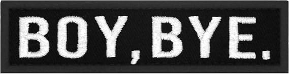 Boy Bye Embroidered Patch with Hook and Loop Bands