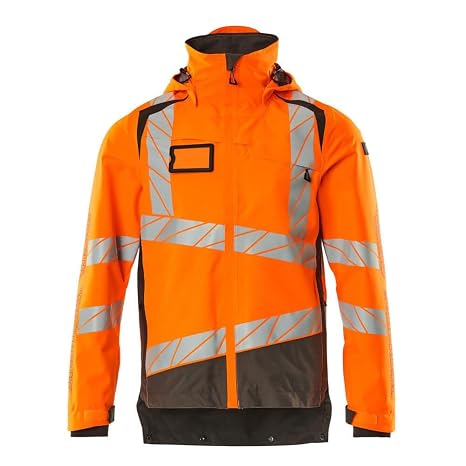 Mascot Accelerate 19301-231-1418 Safe Breathable Windproof and Waterproof Hard Shell Jacket, Hi-Vis Orange/Dark Anthracite, 4XL Size