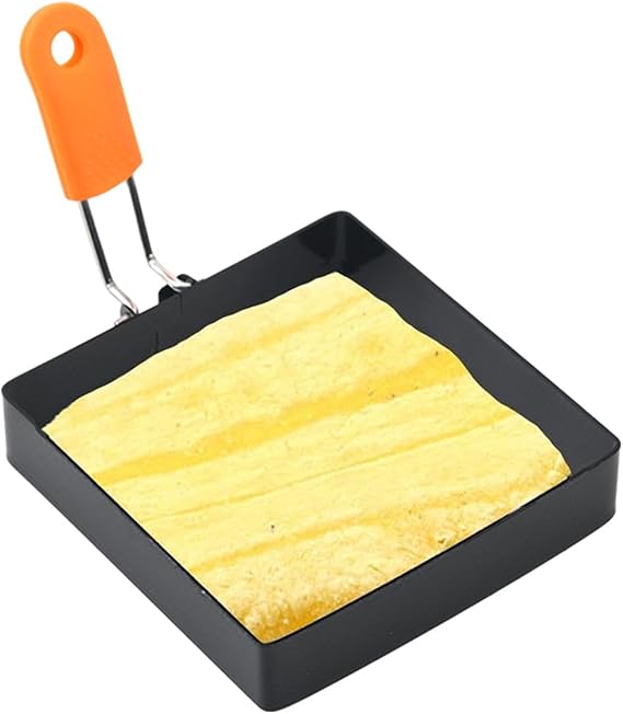Square Egg Mold, Egg Mould Mokas Square, 10x10cm Stainless Steel Fried Egg Ring, Black, Griddle Pancake Shapers With Silicone Handle, For Breakfast Omelette Sandwich