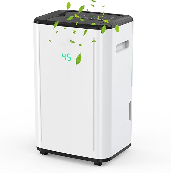 30L/Day Air Dehumidifier for Bedroom, 6L Water Tank, 250m³ Smart Dehumidifier with Drain Hose, Digital Control, Auto Shut-Off and 24-Hour Timer, Quiet Operation, Ideal for Home, Garage
