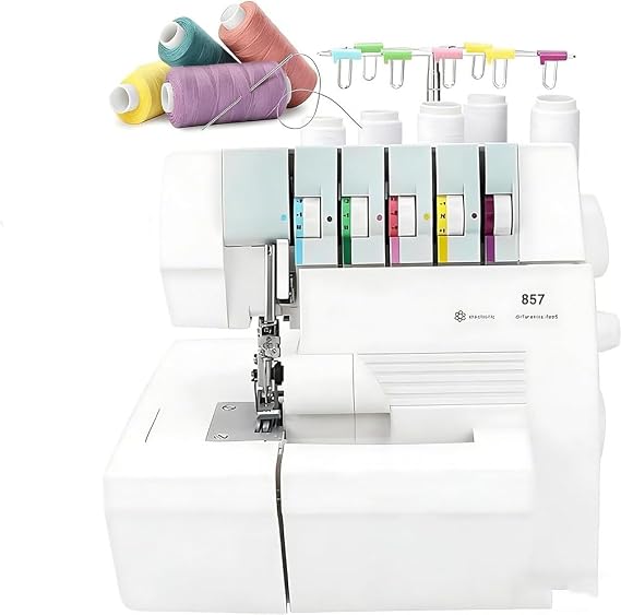 Professional Heavy-Duty Coverstitch Serger, Semi-Industrial Overlock Machines, Sewing Machines, with 2-3-4-5 Stitch Capability, Trim Trap
