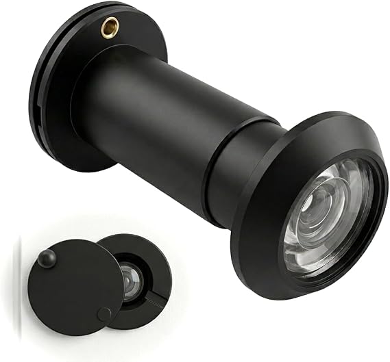 Door Viewer Spy Hole for Front Doors Adjustable Length 35-60mm, Black