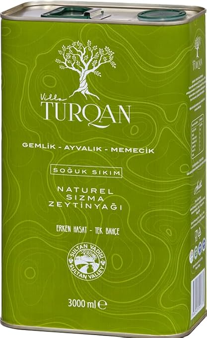 Villa TURQAN 2025/2026 Yeni Sezon Erken Hasat Soğuk Sıkım Özel Seri Zeytinyağı 3000 ml