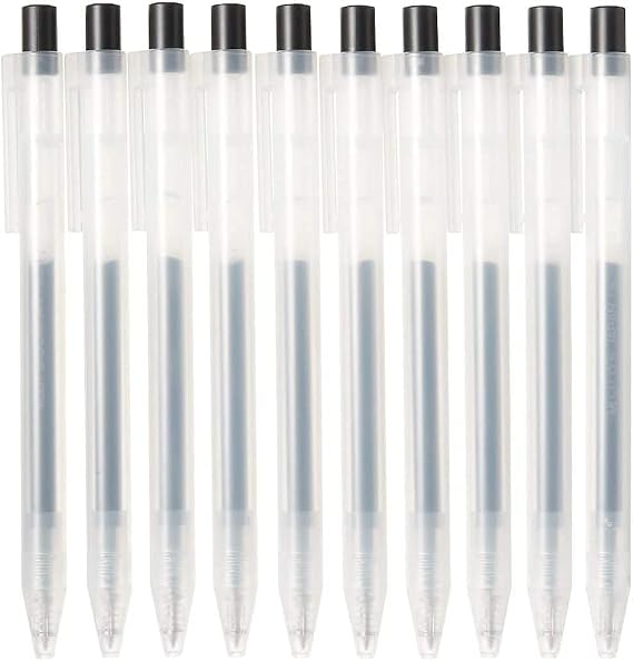 Muujiii Pens Click & Knock 0.5mm Black Gel Pen –Pack of 10 - Smooth Writing